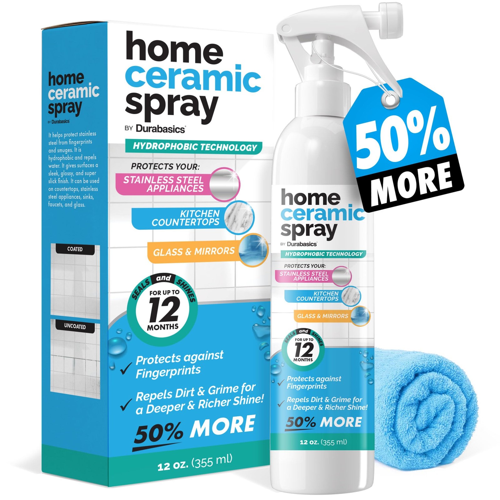 [12 Oz] Home Ceramic Coating Spray Kit – Shine, Seal & 12 Fl Oz (Pack of 1)
