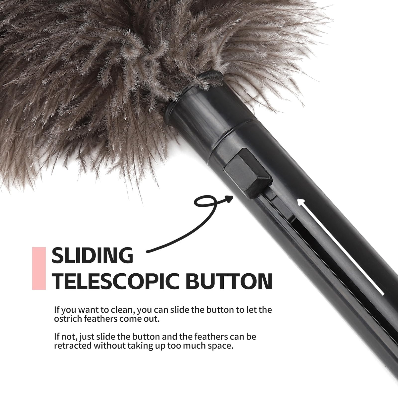 Retractable Feather Duster-Genuine Ostrich Style a – 1 Pcs