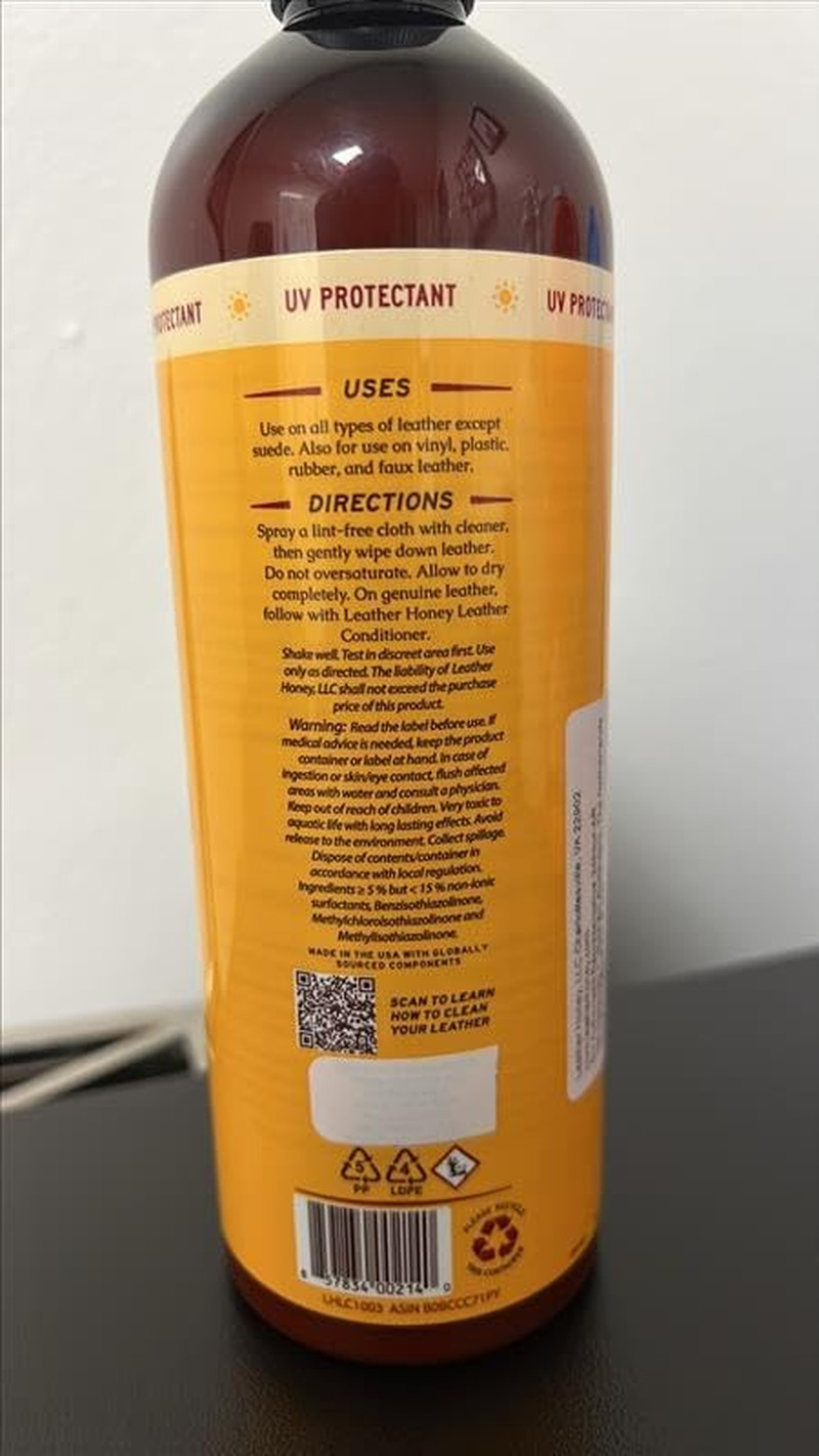 Leather Cleaner Spray: UV Protectant, Non-Toxic & Made in the USA since 1968. Cl