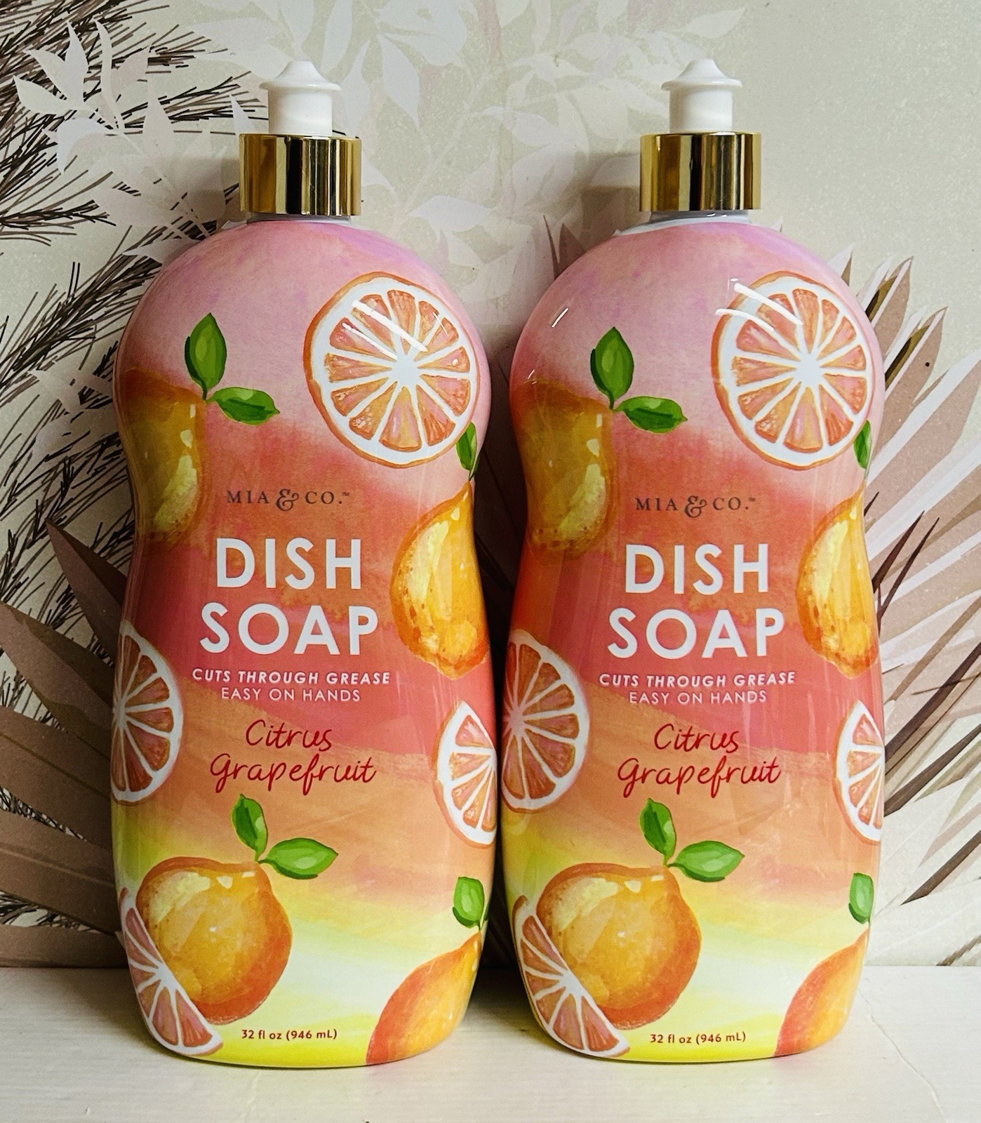 2-Pack Mia & Co. ~ Citrus Grapefruit Dish Soap 32 fl oz Each