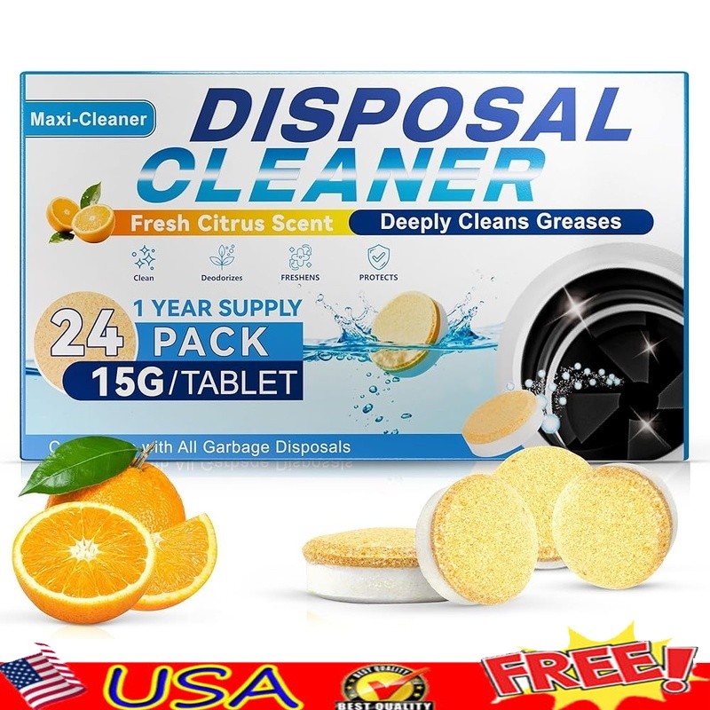 Garbage Disposal Cleaner Tablets D-Limonene Deep Clean Odor Control Citrus Fresh