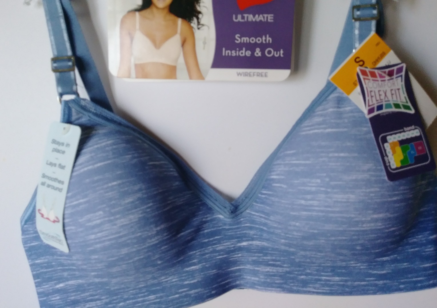 HANES COMFORT FLEX FIT FULL COVERAGE SIZE SMALL FRONTIER BLUE NWT STAYS IN PLACE