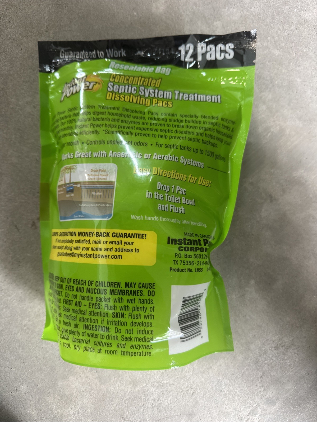 Bag of 12 Instant Power 2 Oz Concentrated Septic System Treatment Dissolving