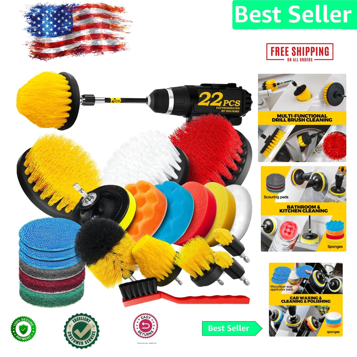 Versatile 22-Piece Drill Cleaning and Polishing Set for Home & Automotive Use