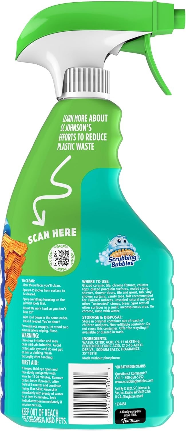 Scrubbing Bubbles Fast-Acting Foam Bathroom Cleaner – Shower & Tile, 32oz
