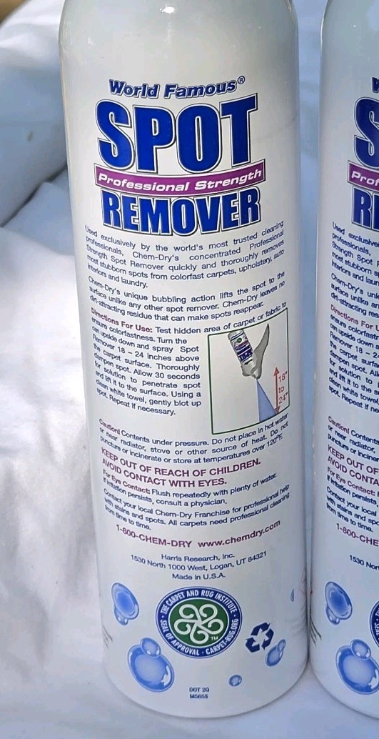 Chem-Dry Professional Strength Spot Remover 2 New 20oz Cans Green Certified USA