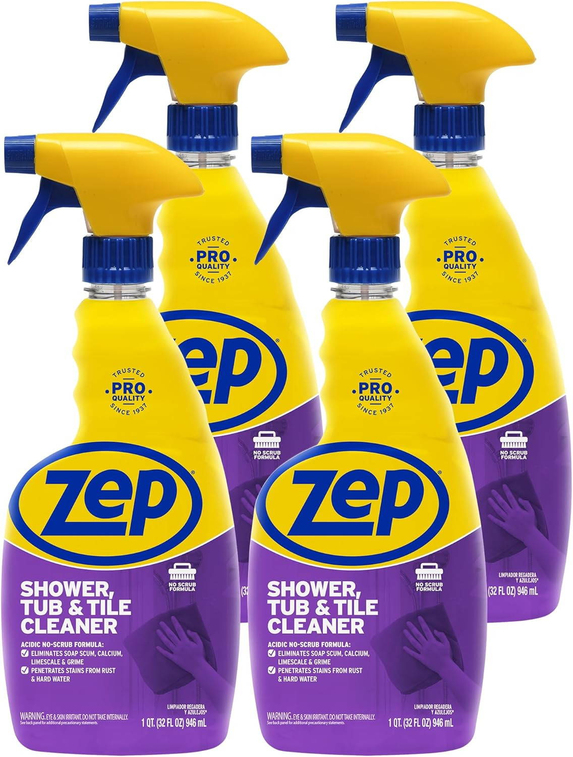 Shower Tub and Tile Cleaner 32 Oz ZUSTT32 (Case of 4) -Eliminates Hard Water Sta