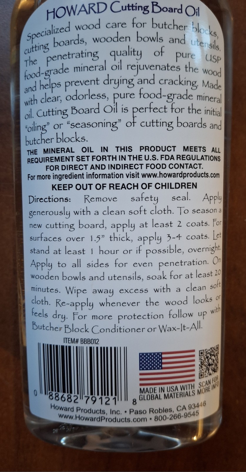 Howard Transparent Clear Wood Oil 12 oz