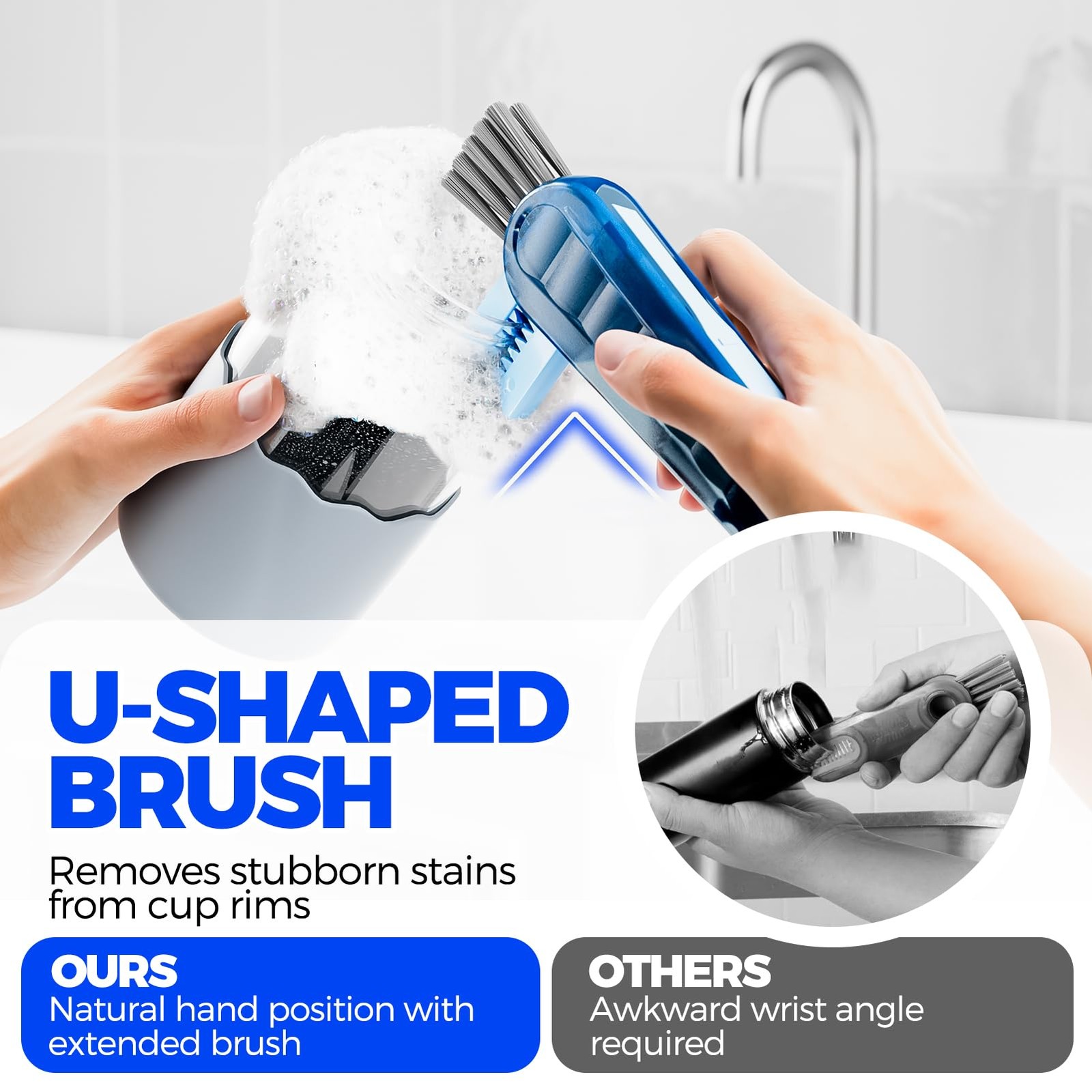6 PACK 4 in 1 Cup Lid Cleaning Brush Set with 3 Straws, Multifunctional Bottl…