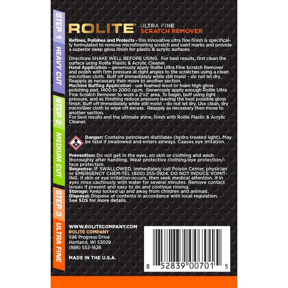 Rolite Ultra Fine Scratch Remover for Plastic & Acrylic Surfaces Including Ma…