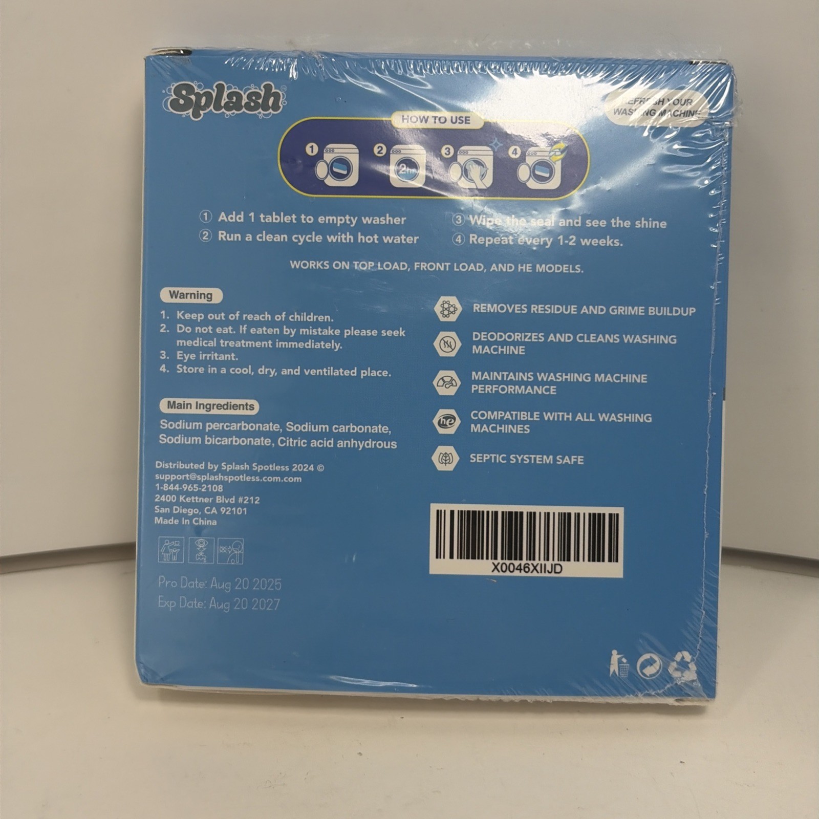 Splash Eco Friendly Washing Machine Cleaner Pack of 6 120g Tablets Safe Septic