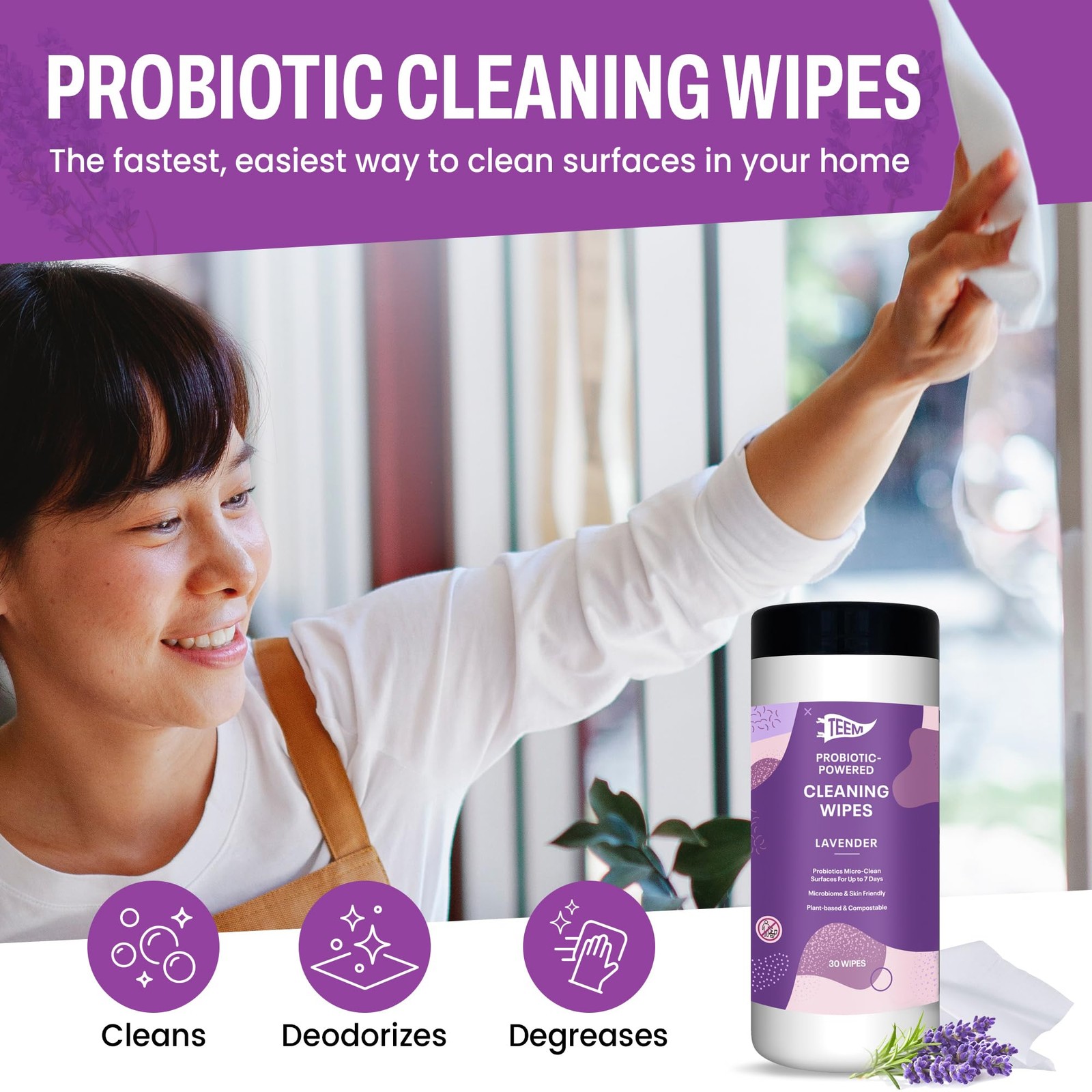 Probiotic Cleaning with Lavender Essential Oil, Microcleans Surfaces for up t…
