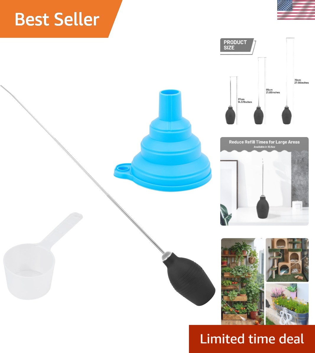 Diatomaceous Earth Powder Duster – 10.5oz Garden Applicator with Adjustable Tube