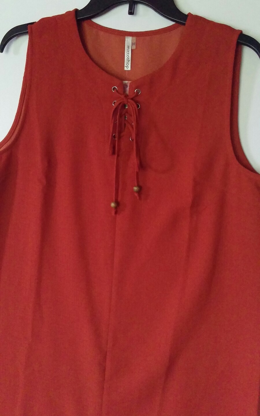 MITTOSHOP CASUAL DRESS 40520 RUST SIZE LARGE NWT POLYESTER WASH COLD LINE DRY DR