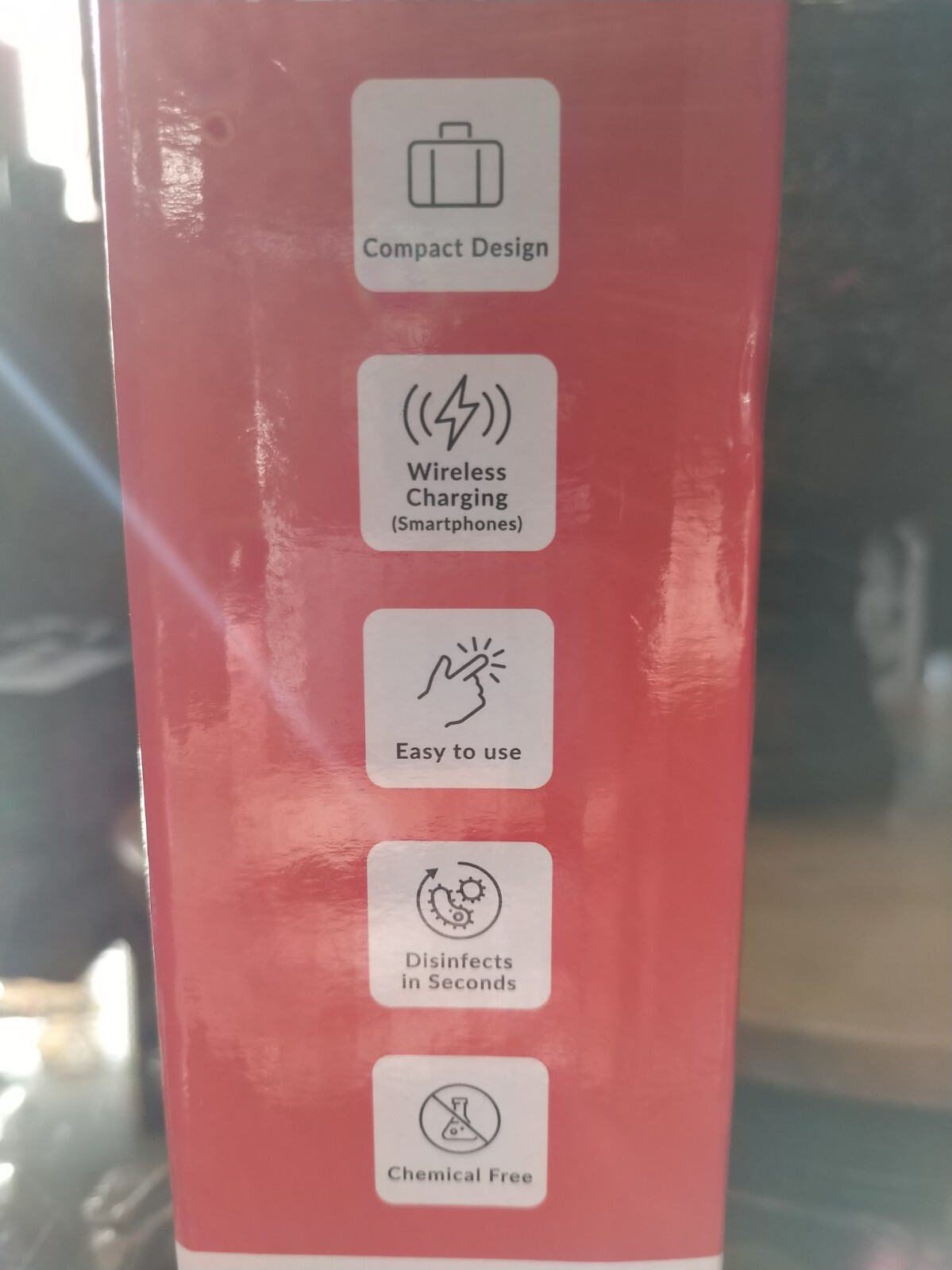 UVC LED sterilizing box with built-in wireless charging pad. NEW, UNUSED.