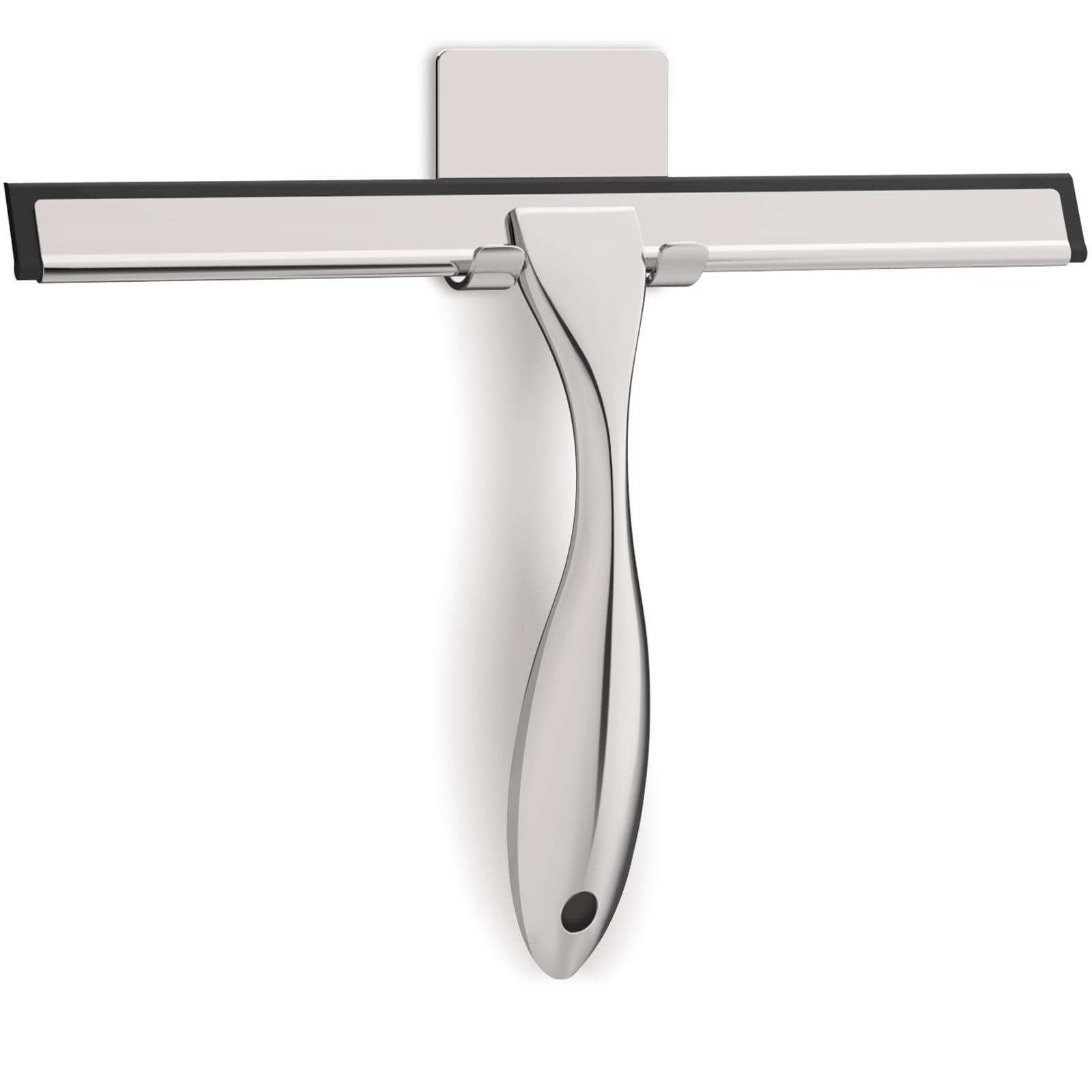 All-Purpose Stainless Steel Shower Squeegee for Glass Doors with Adhesive Hooks