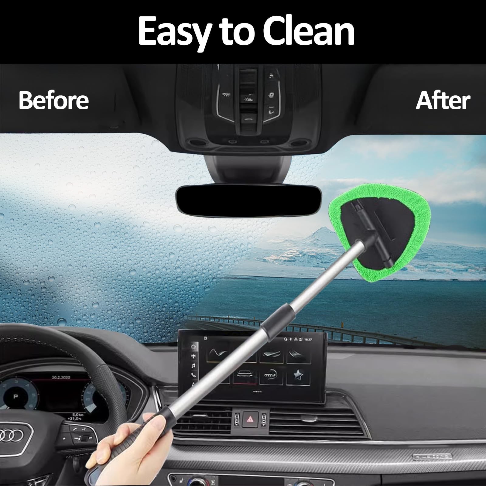 Car Windshield Cleaning Tools, Expandable Car Window Cleaner kit with 4 Reusa…