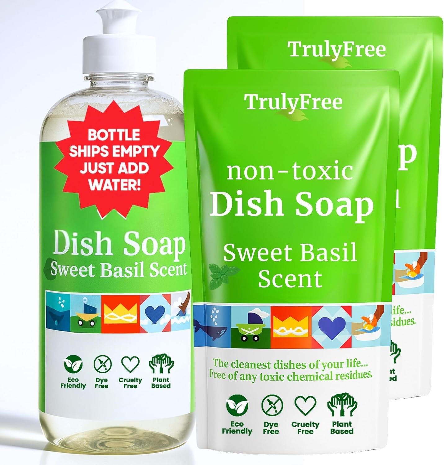 Truly Free Sweet Basil Dish Soap Starter Kit