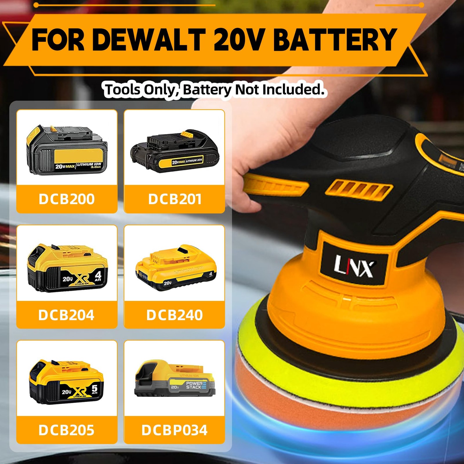 Cordless Buffer Polisher for Dewalt 20V Battery, 6 Inch Car Polisher with 8 V…