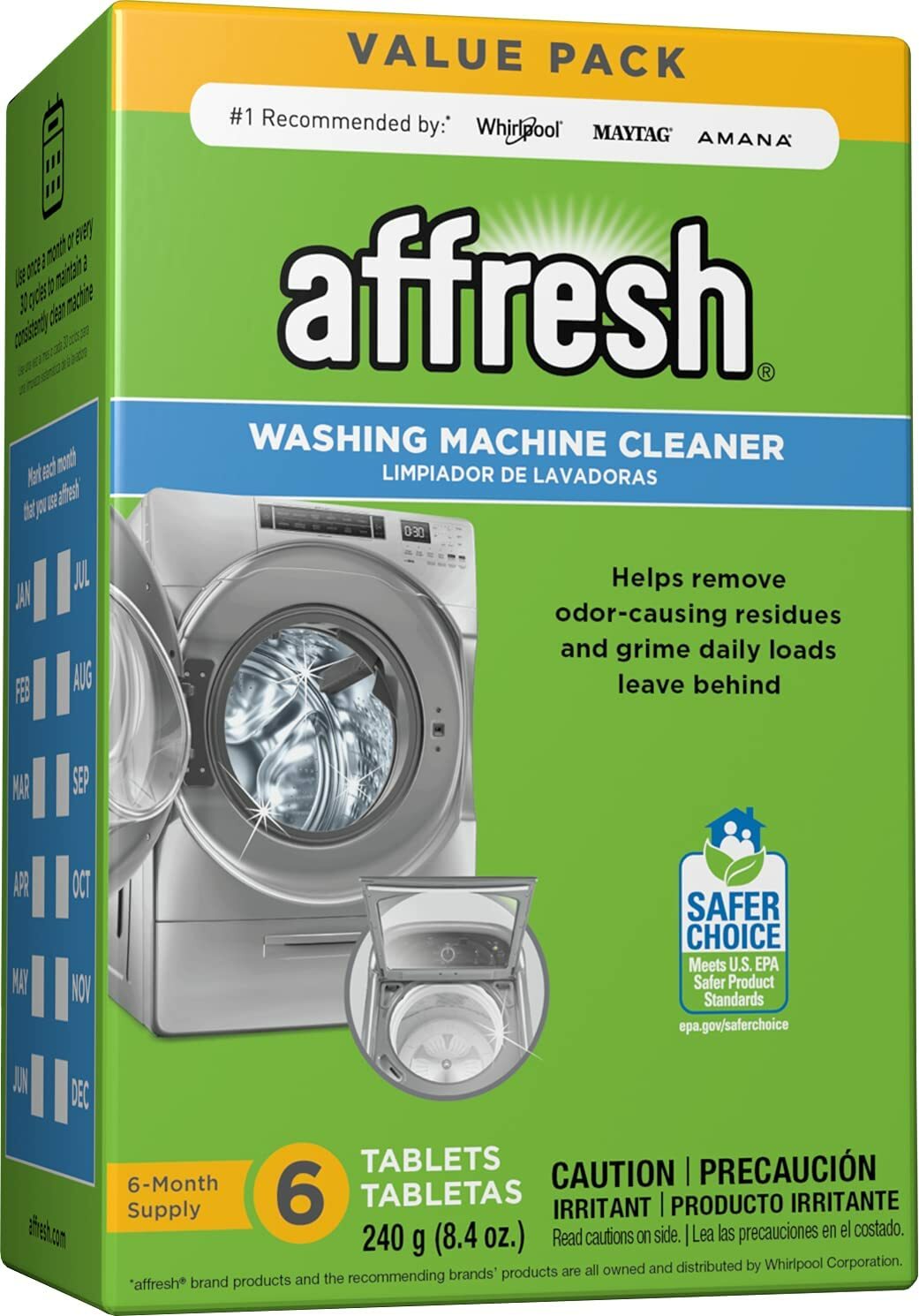 Affresh Washer Machine Cleaner, For Whirlpool, Maytag & amana, 6-Tablets, 8.4 oz