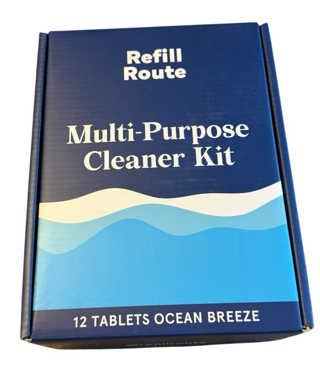 Multi-Purpose Cleaner/Degreaser Kit, Glass Spray Bottle, Towels + 12 Refill Tabs