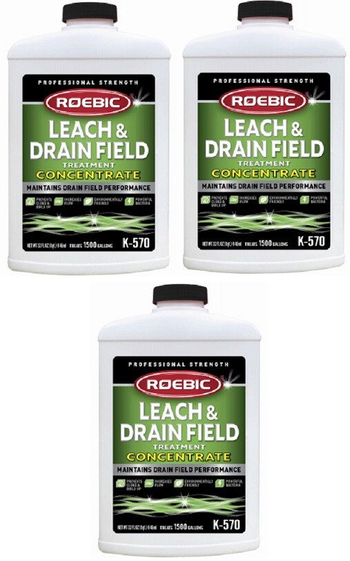 (3) Pack Roebic K-570 Quart Concentrate Leach Septic Drain Field Treatment