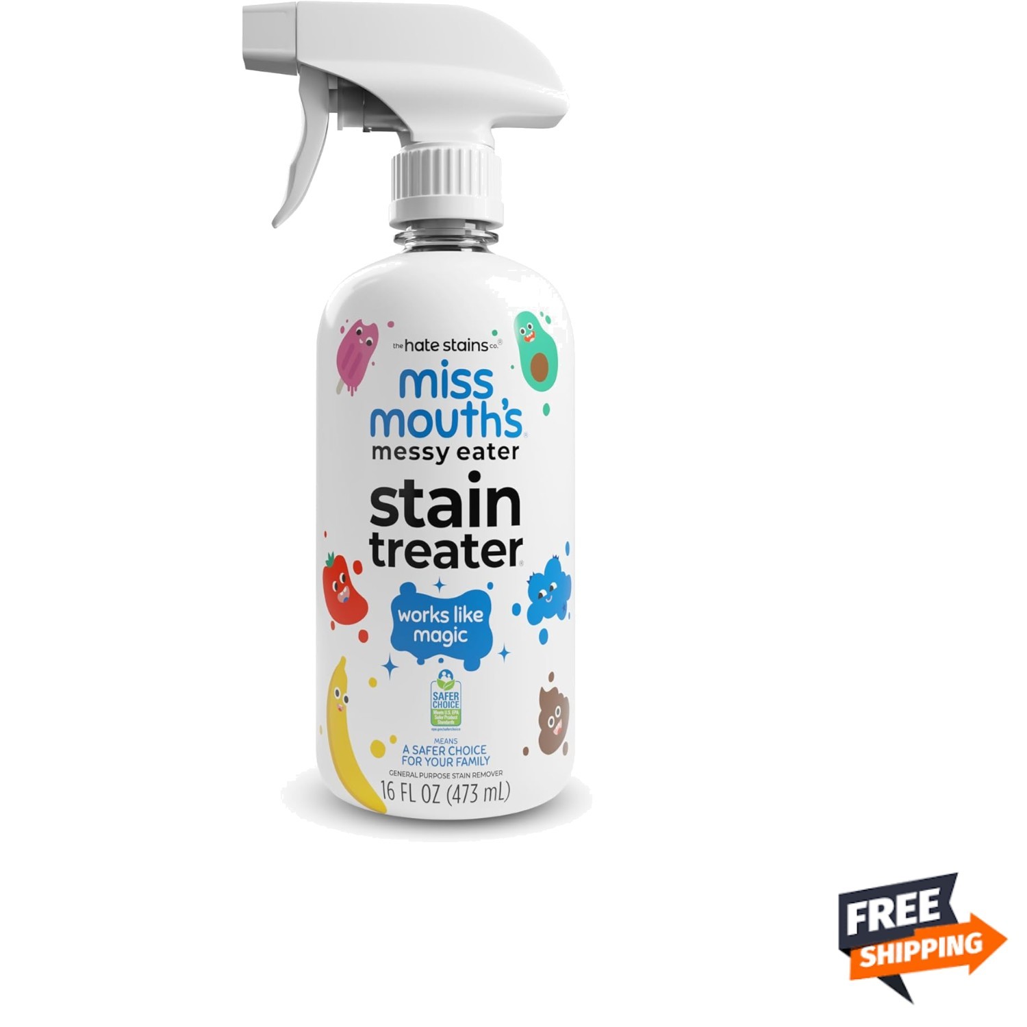 Baby Stain Remover Spray Fragrance-Free 16oz Food Grease Coffee Laundry