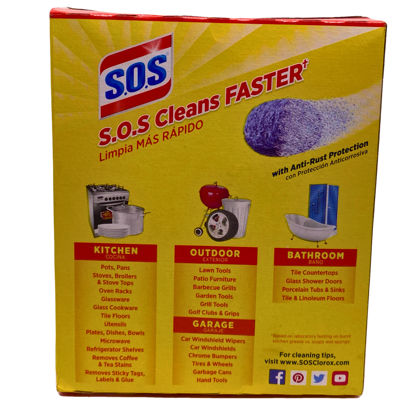 SOS Reusable Soap Filled Steel Wool Soap Pads 10 Count Box (5 Pack Bundle)