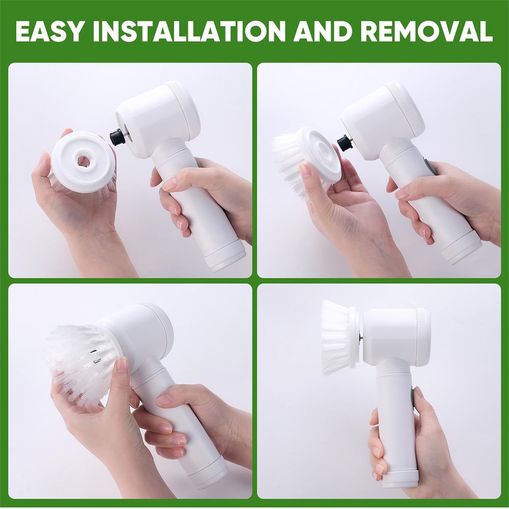 Electric Spin Scrubber Cordless – 5 Brush Heads, Multi-Function Cleaner for Tile