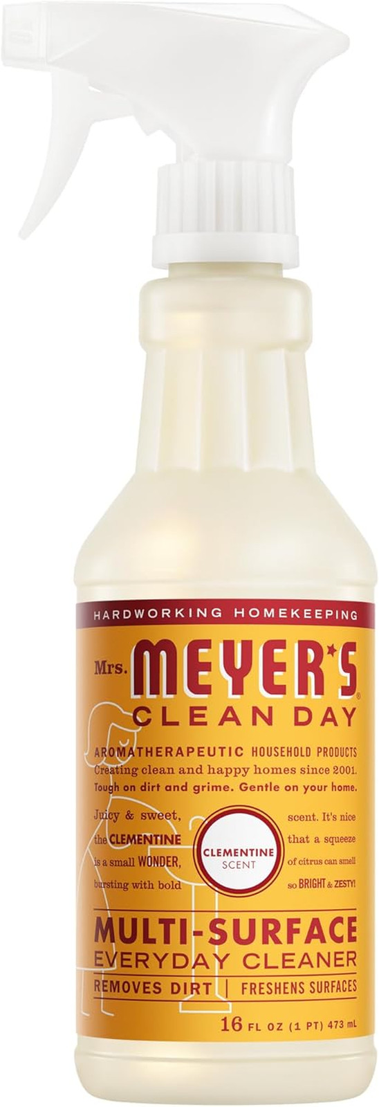 Mrs Meyers Multi-Surface Everyday Cleaner Spray Clementine 16oz 2-Pack