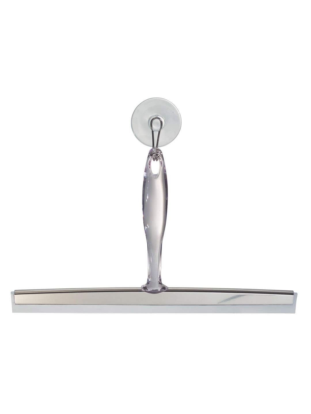iDesign Zia Metal and Plastic Bathroom Squeegee for 12″ Inch, Clear/Stainless