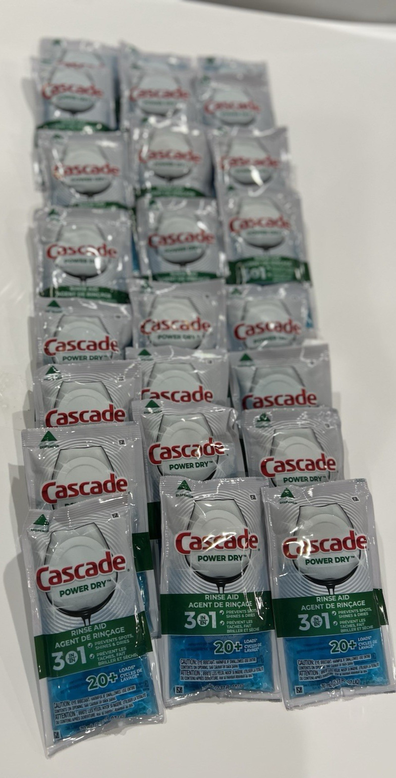 Cascade Power Dry Rinse Aid 2.37 Ounce Pouch Lot Of 24 Pouches