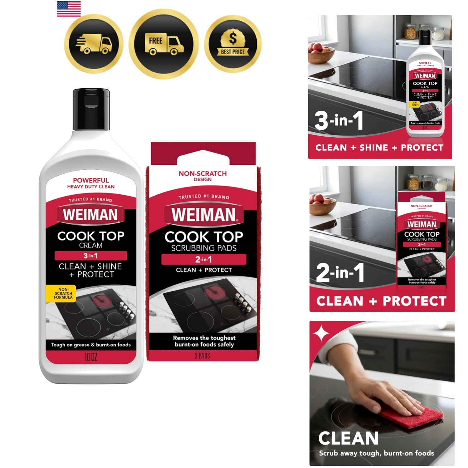 Ceramic and Glass Cooktop Cleaner – Heavy Duty Cleaner and Polish 10 Ounce Bo…