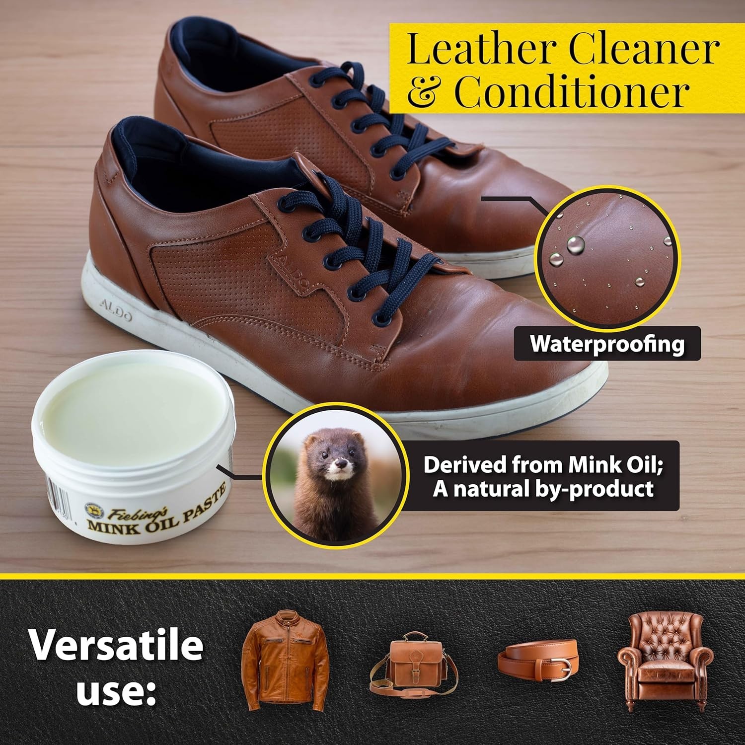 6 oz Mink Oil Leather Cleaner & Conditioner – Waterproof, Softens & Preserves