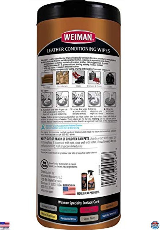 Leather Cleaning Wipes 2 Pack – UV Protection for Furniture, Car Seats & Shoes