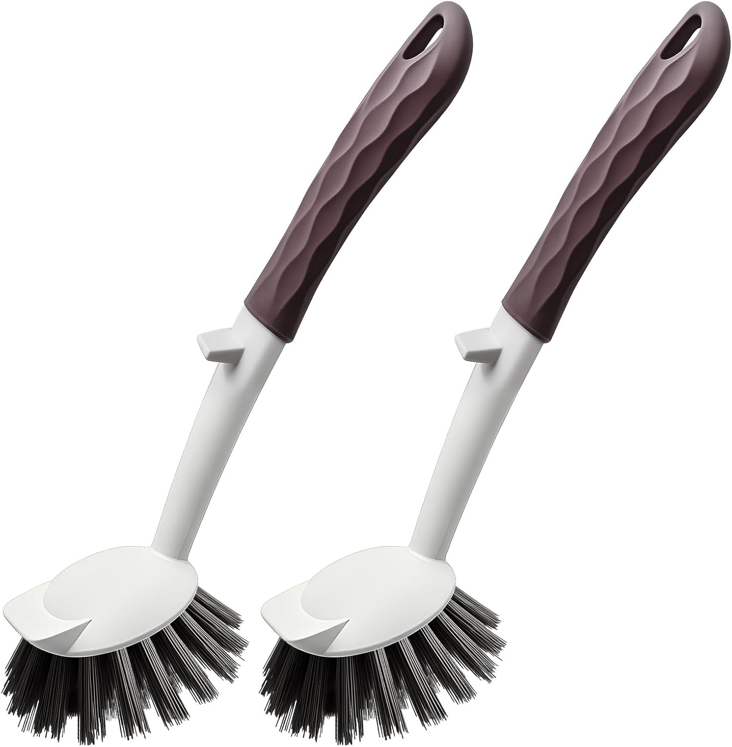 Dish Brush, 2 Pack with Comfortable Handle, with Built-In Scraper, Scrub Brush w