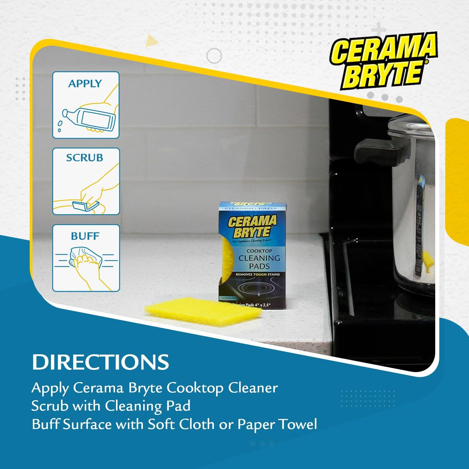 10 x 5 Pack Cleaning Pads Cooktop and Stove Top Cleaner for Glass – Ceramic Surf