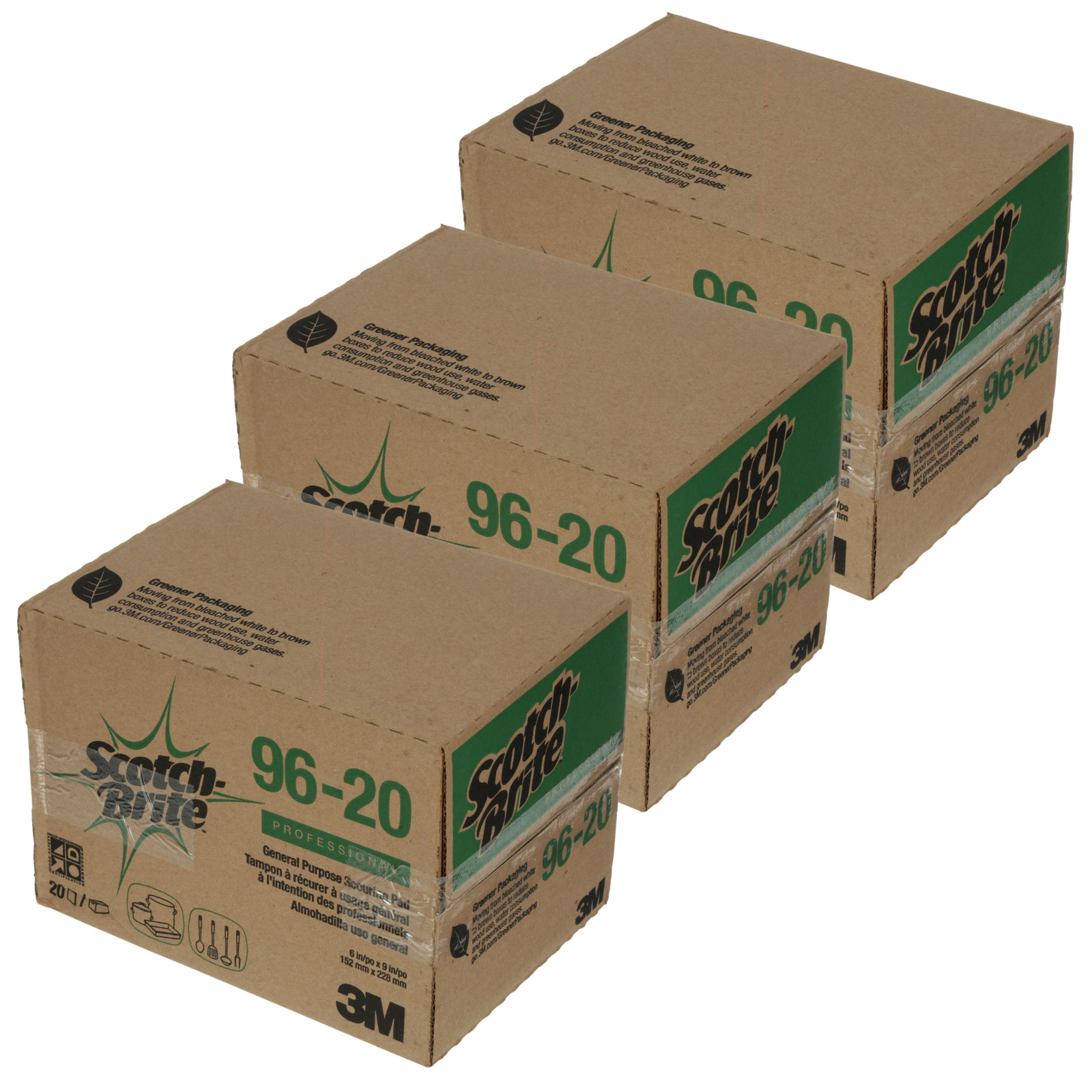 Scotch-Brite General Purpose Scouring Pad: 9 in. x 6 in. (Dark Green) [3 Items]