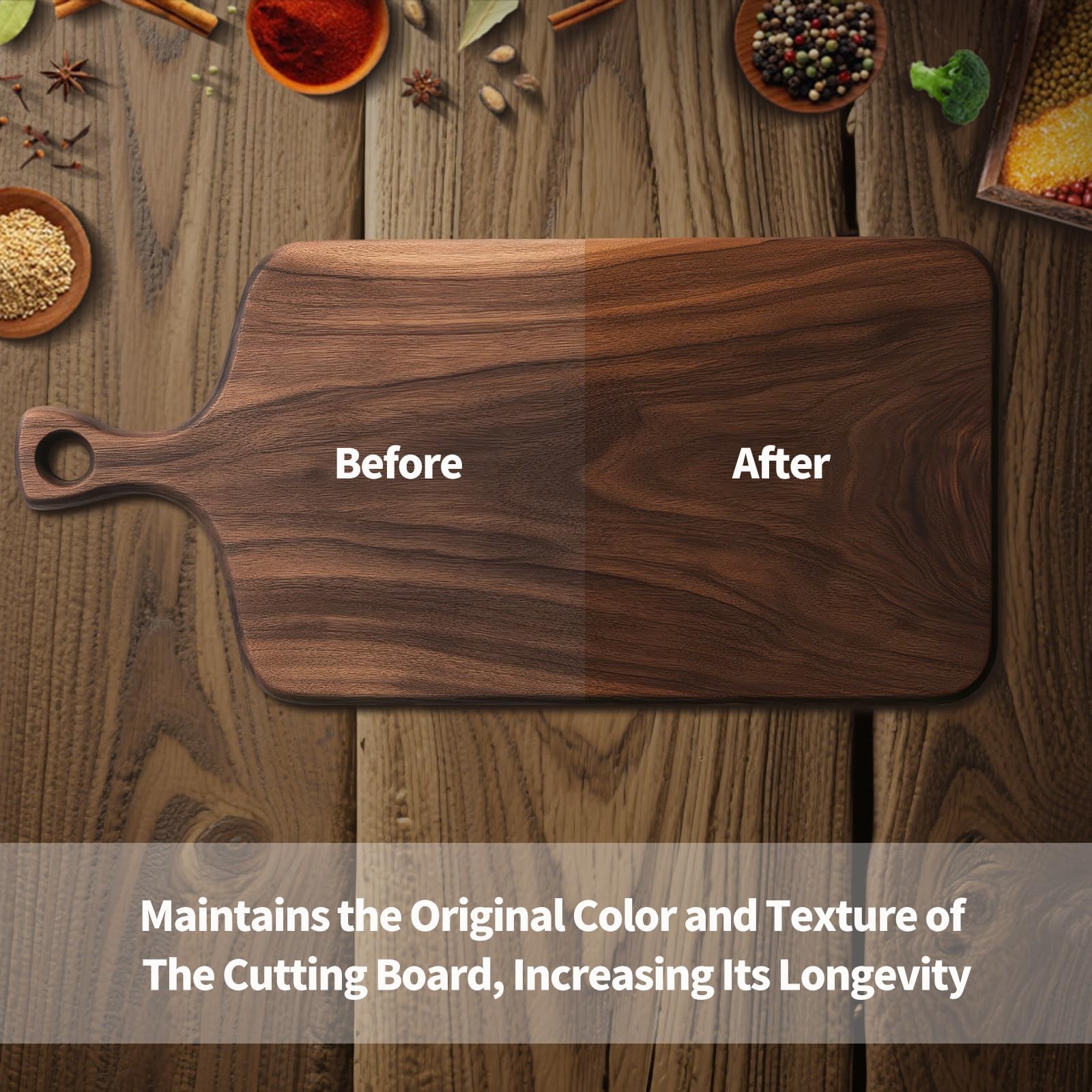 Walnut Wood Oil Bowl Conditioner Food Safe for Wooden Cutting Board and 8oz