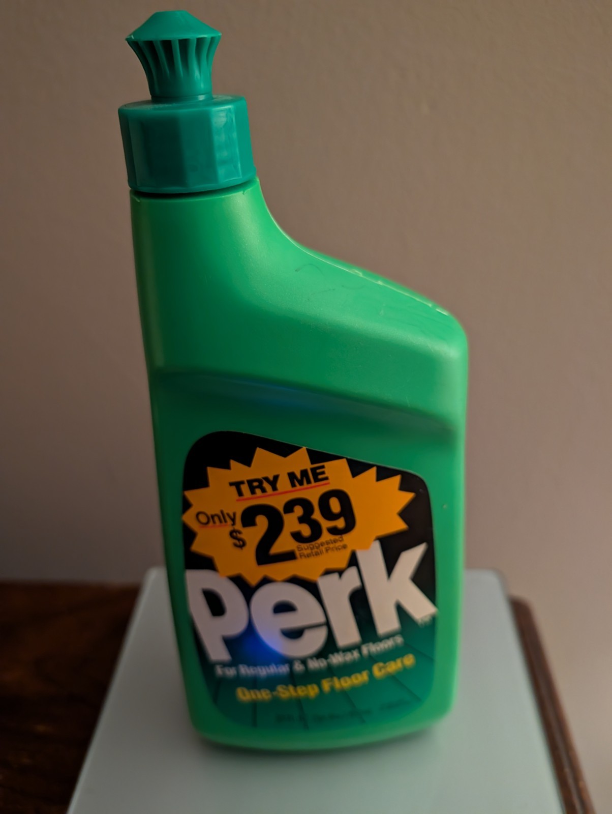 Perk One Step Floor Care Regular And No Wax Floor 22 Oz Vintage Green Bottle 90s
