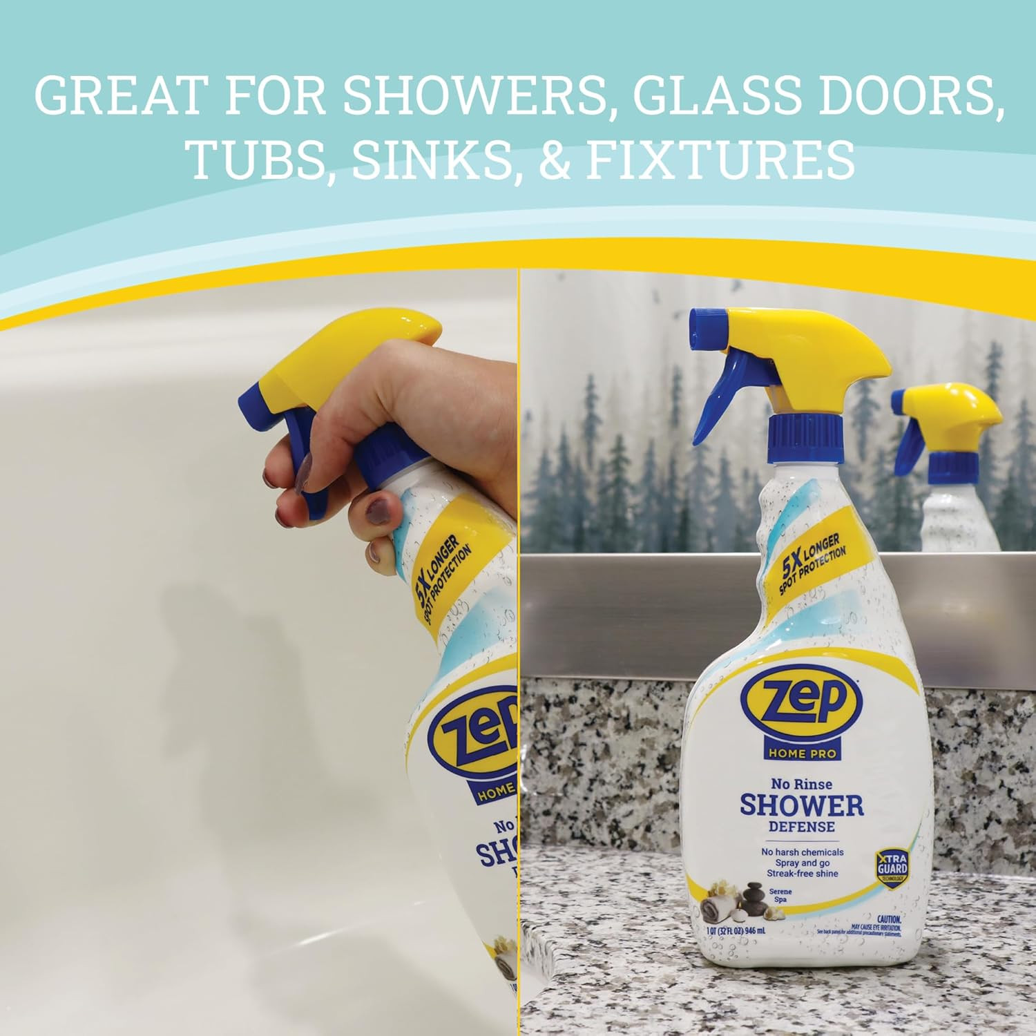 Home Pro No Rinse Shower Defense, 32 Fl Oz Spray – R61006 – Streak-Free Shine, S