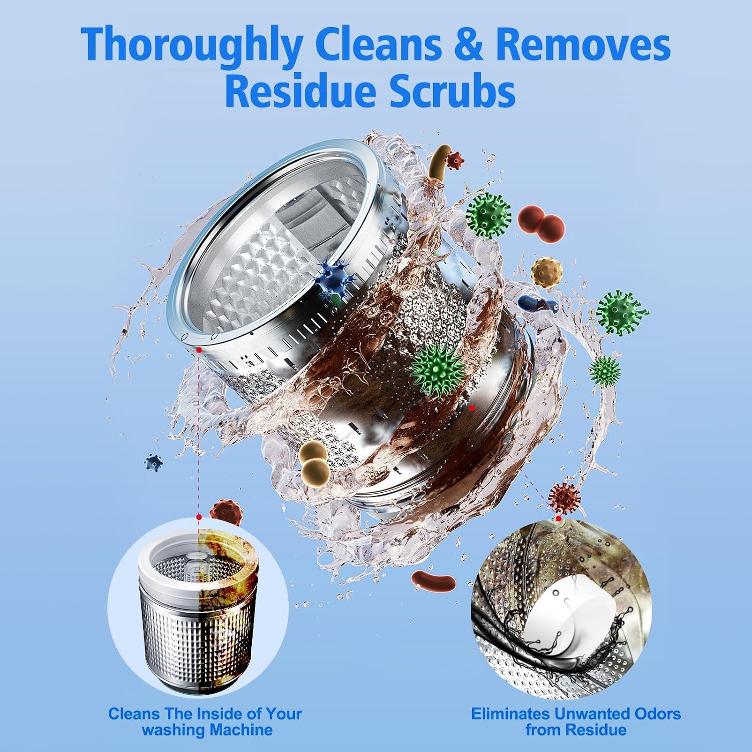 USKICH 40 Pack Washing Machine Cleaner Tablets,Deep Cleaning Descaler for HE Fro