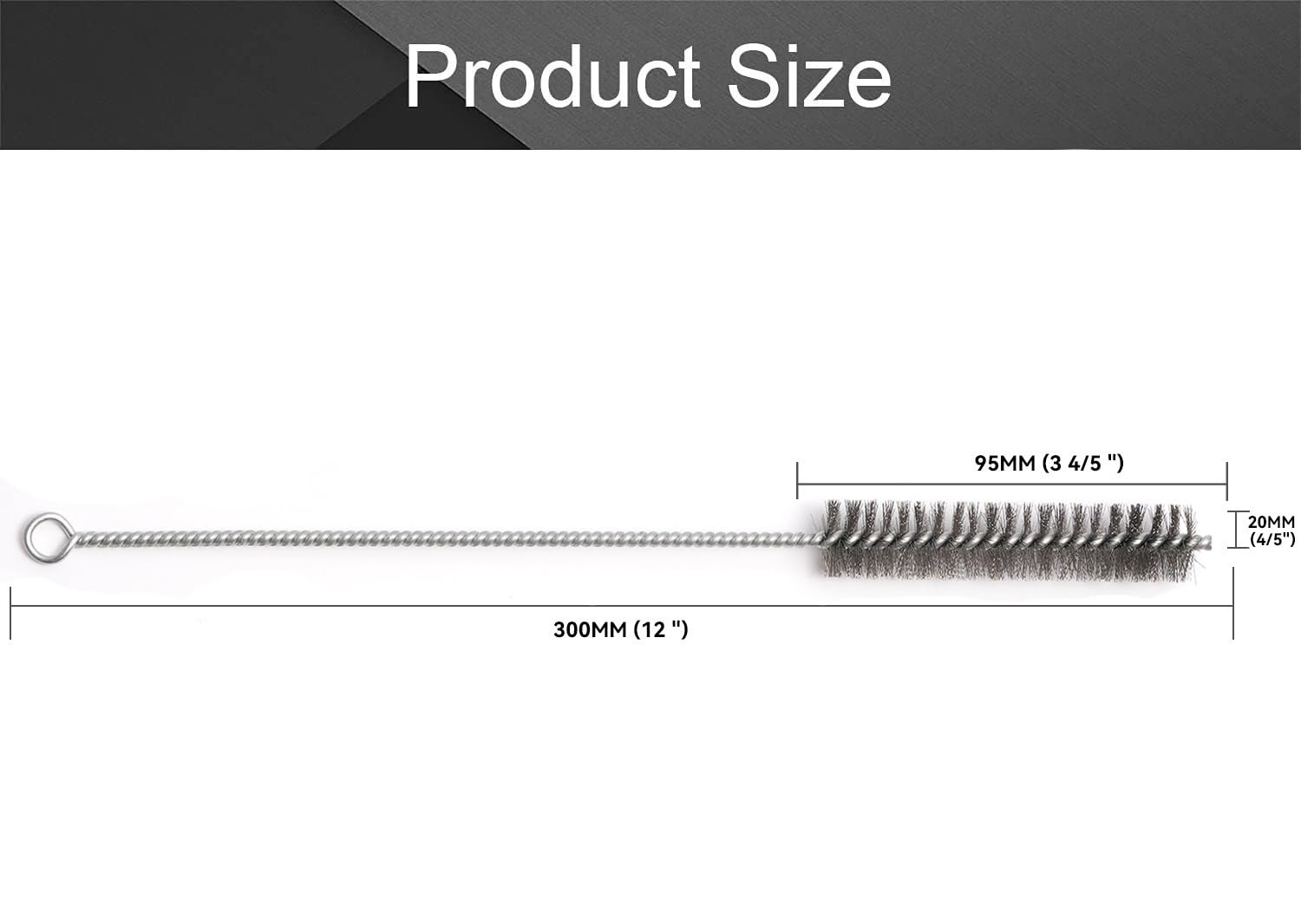 12 Inch Pipe Cleaning Brush Set with Stainless Steel Bristles, Steel Wire Tub…