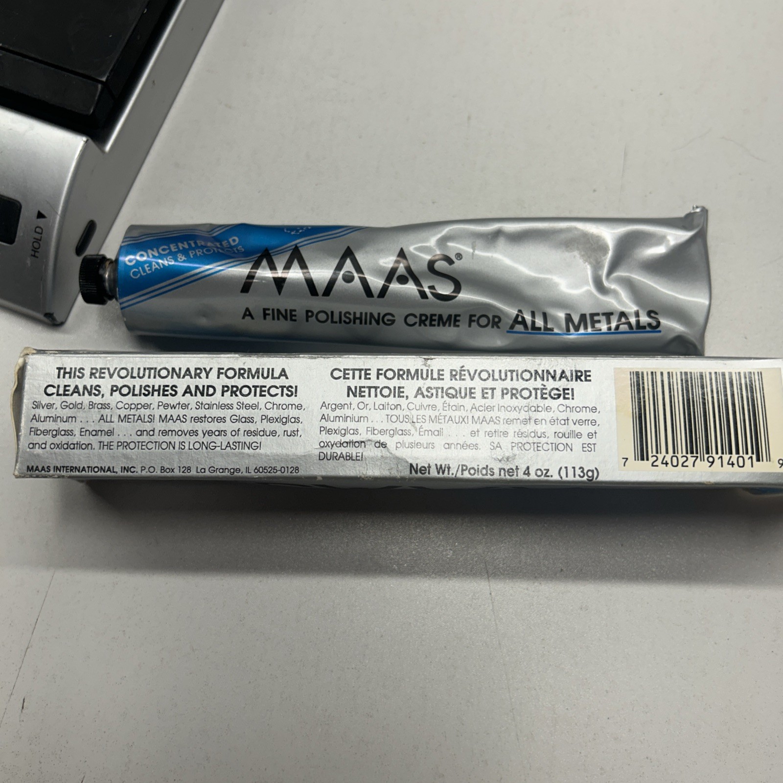 MAAS Concentrated A Fine Polishing Creme for All Metals 4 oz Tube Mostly Full