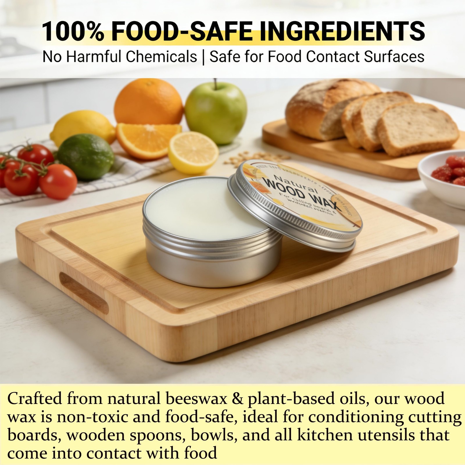 2.82 oz Natural Wood Wax for Cutting Boards, Butcher Blocks, Wooden Spoons an…