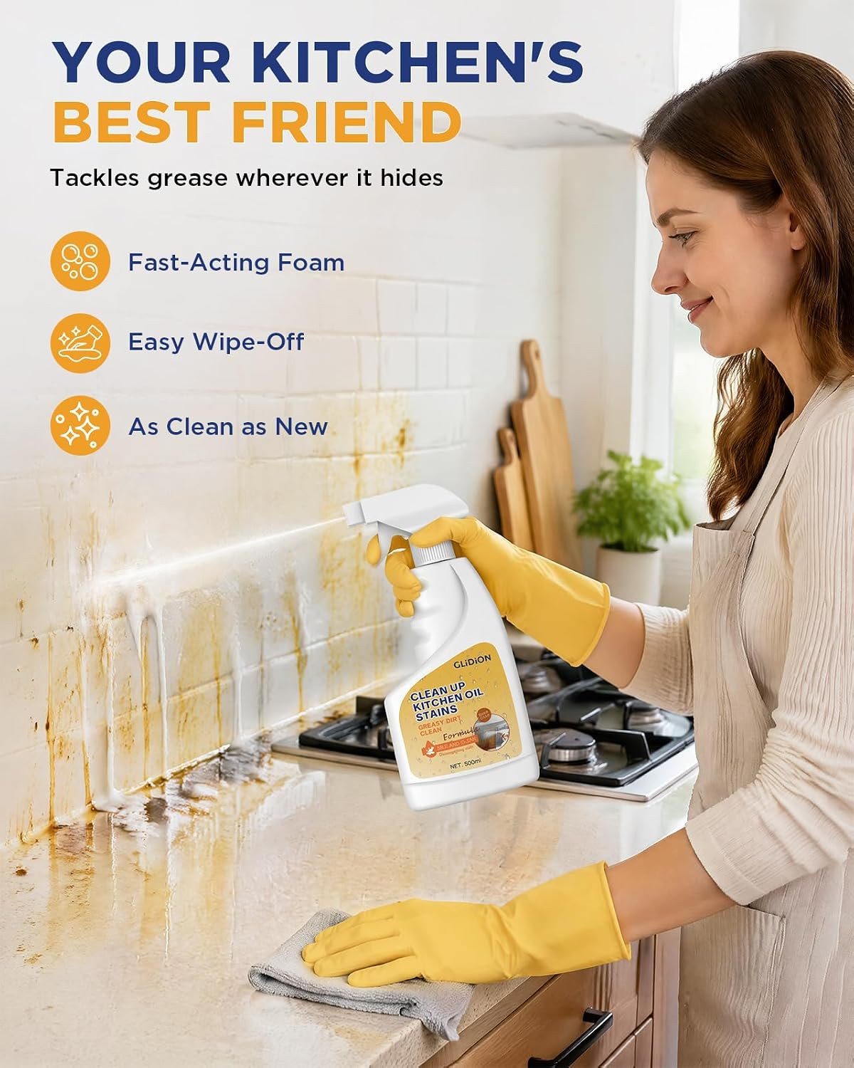 Heavy Duty Kitchen Degreaser Spray, All-Purpose Grease Cleaner for Range Hood, S