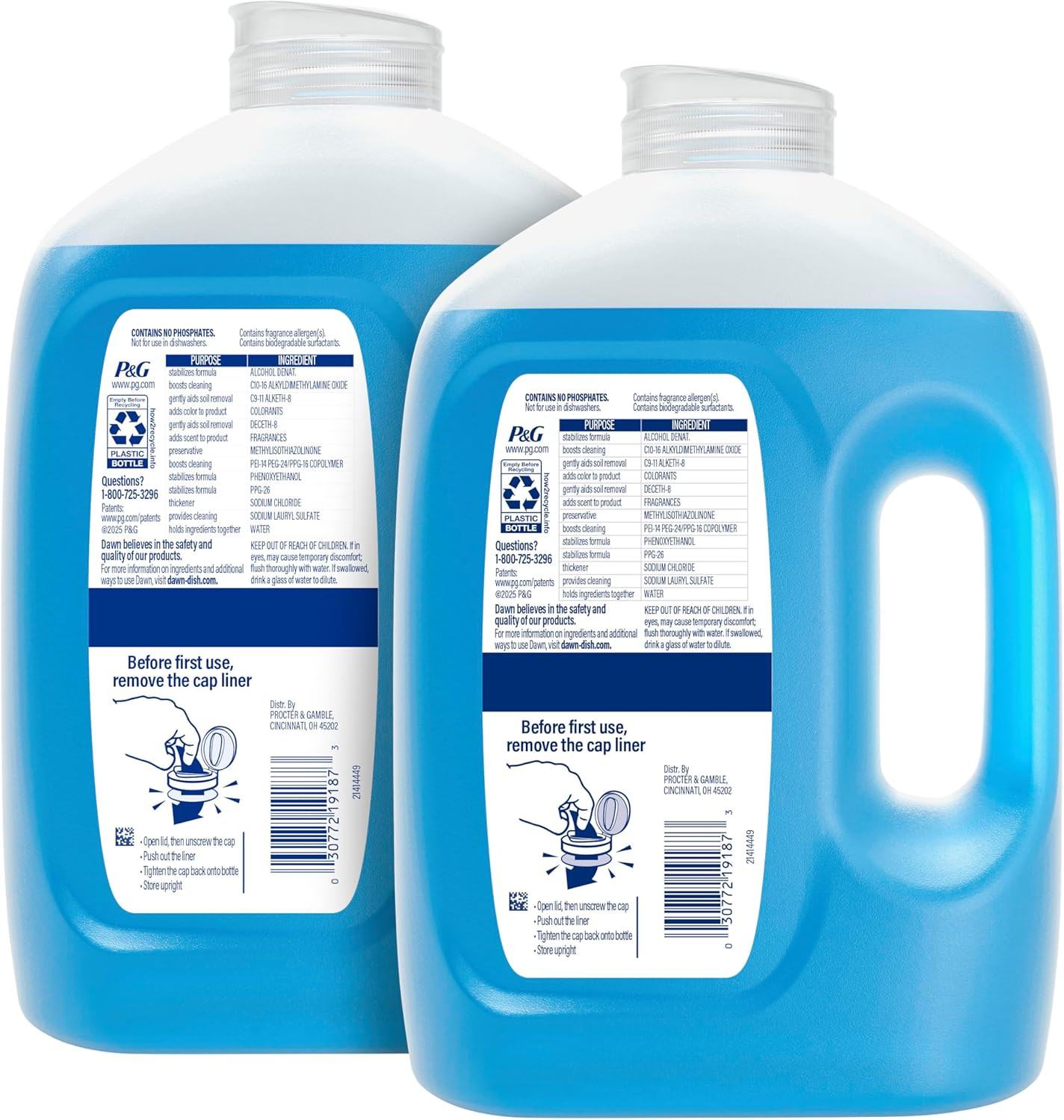 Ultra Original Dish Soap Refill Jug Large Size Original Blue Liquid Dishwashing