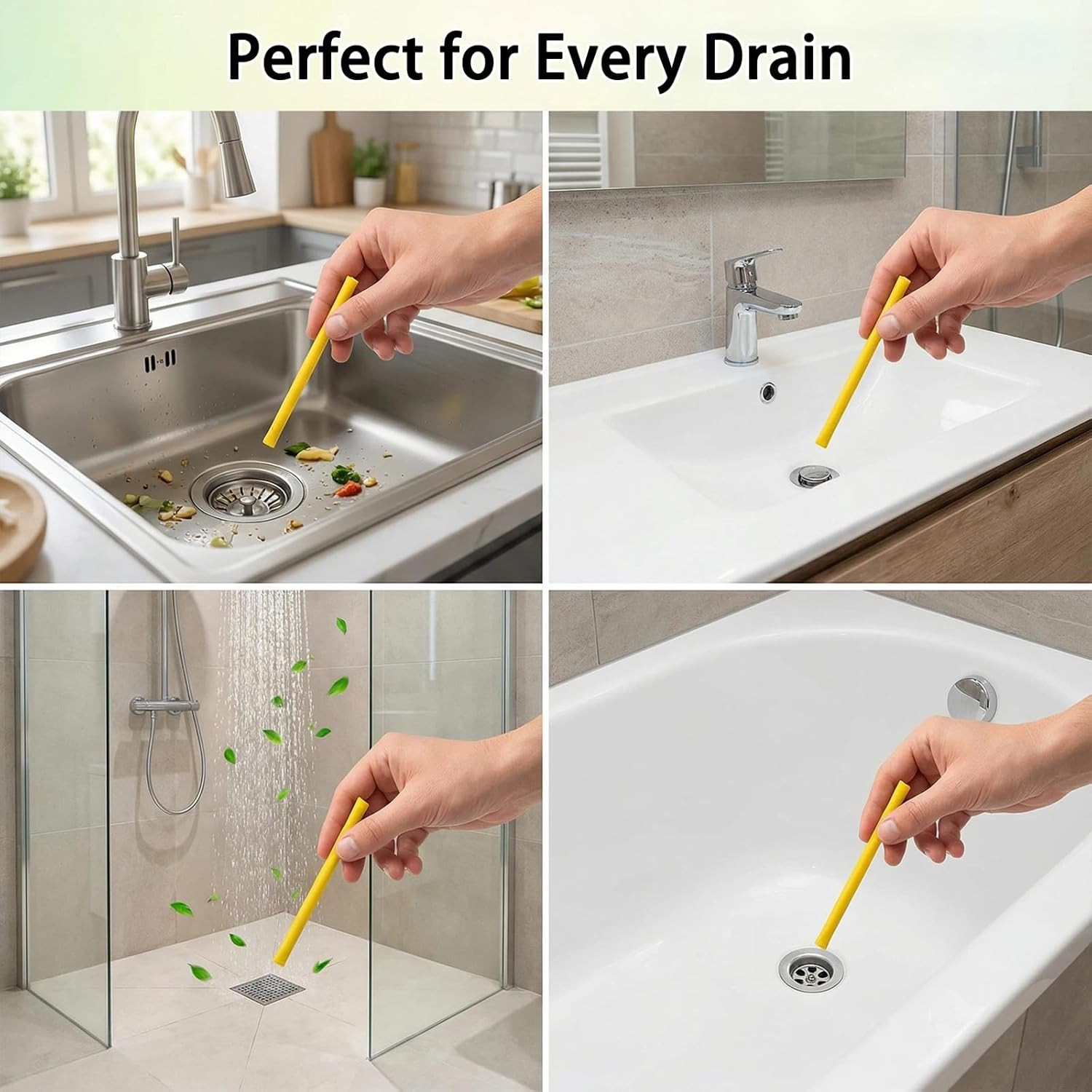 Drain Cleaner and Deodorizer Sticks, 24 Pcs Enzyme Drain Sticks – Natural Clog R