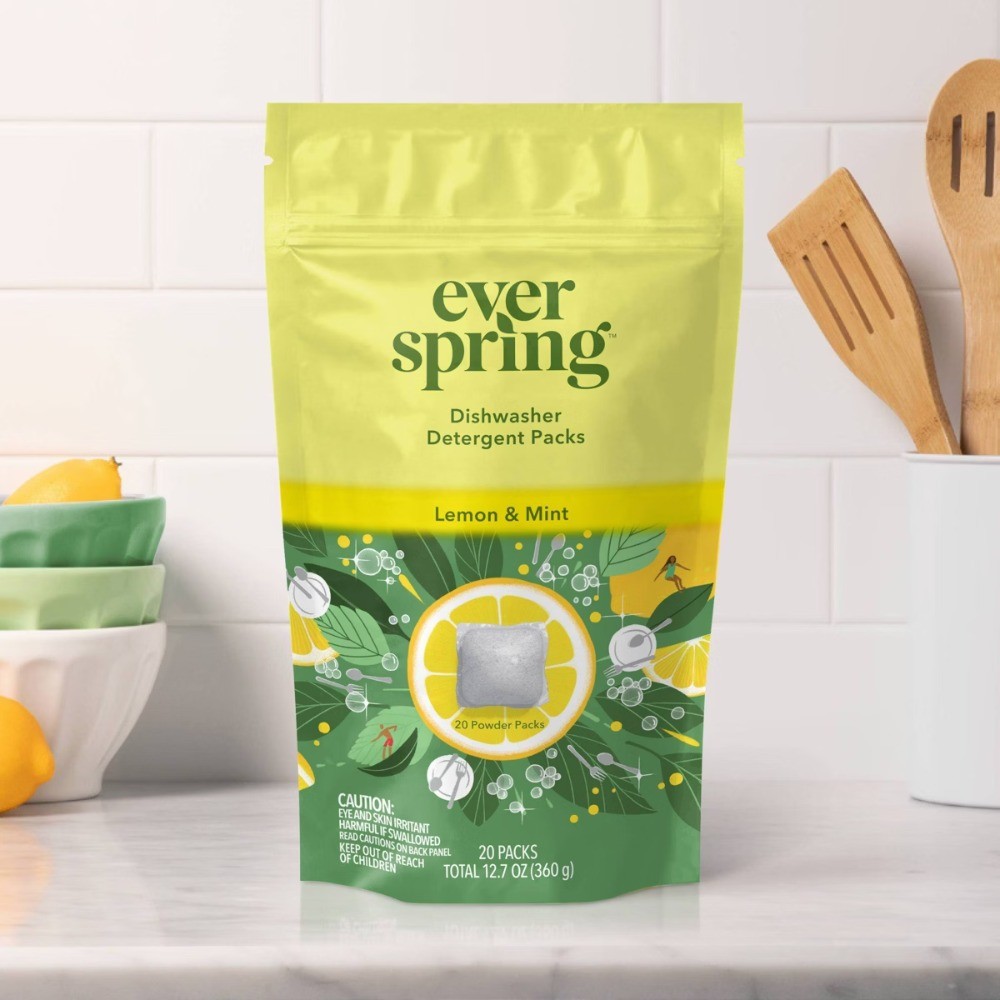 Lemon & Mint Auto Dish – 12.7oz/20ct: Phosphate-Free, Packet Form,Dishwasher Use