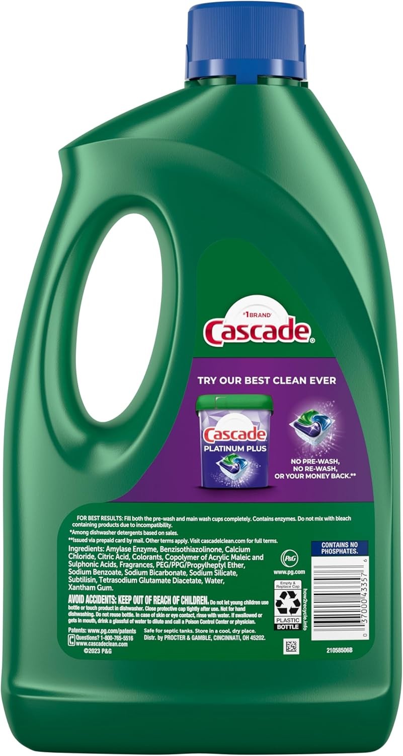 Cascade Complete Dishwasher Detergent Liquid Gel, Dish Detergent, Citrus, 75oz